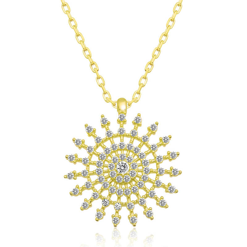 Gümüş Gold Güneş Kadın Kolye Gümüş Gold Güneş Kadın Kolye