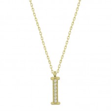 Gümüş Gold I Harfi Kadın Kolye