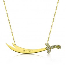 Gümüş Gold İsimli Zülfikar Kılıcı Bayan Kolye