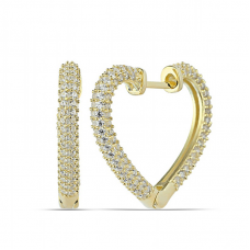 Gümüş Gold Kalp Kadın Küpe