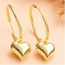 Gümüş Gold Kalp Sallantılı Kadın Küpe