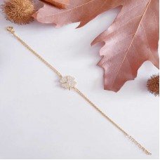 Gümüş Gold Kalpli Yonca Kadın Bileklik