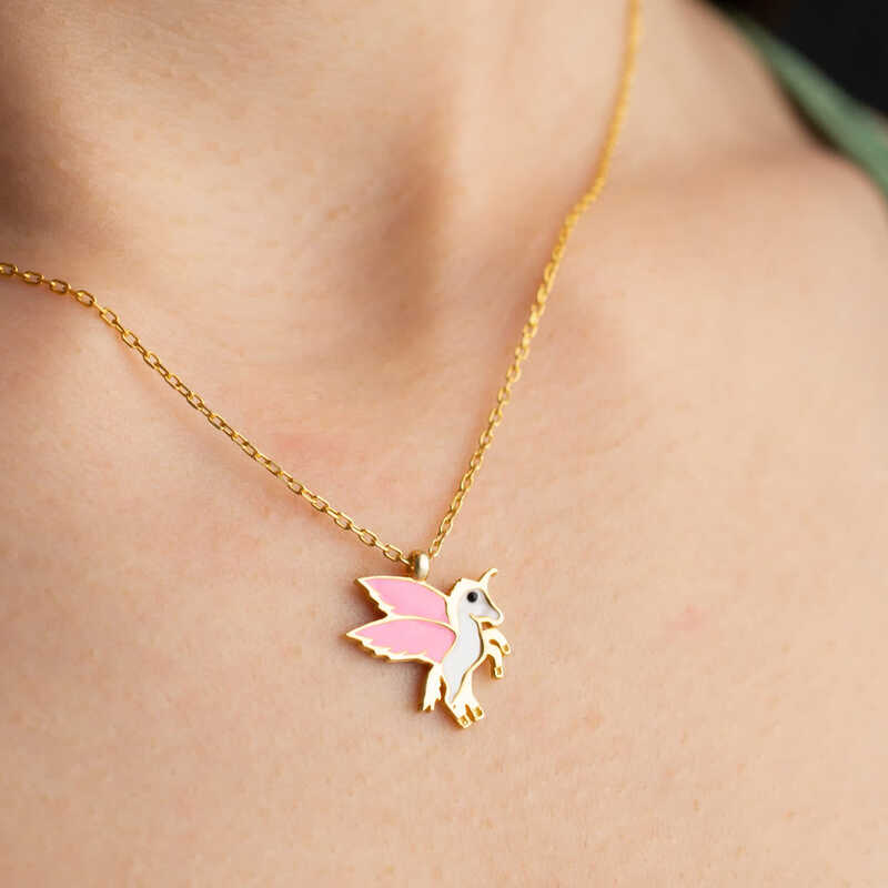 Gümüş Gold Kanatlı At Kolye Gümüş Gold Kanatlı At Kolye