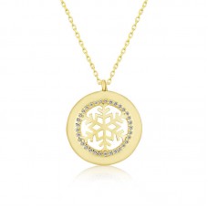 Gümüş Gold Kar Tanesi Bayan Kolye