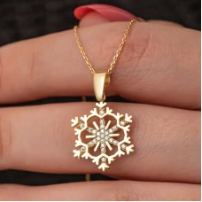 Gümüş Gold Kar Tanesi Kadın Kolye