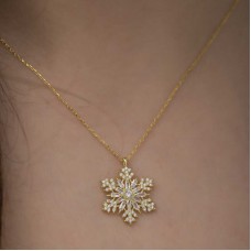 Gümüş Gold Kar Tanesi Kolye