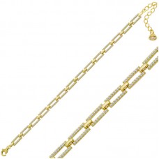 Gümüş Gold Kare Taşlı Kadın Bileklik