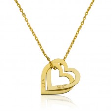 Gümüş Gold Kişiye Özel Kalpler Kolye