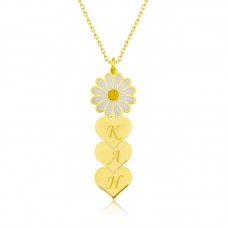 ​Gümüş Gold Kişiye Özel Kalpli Papatya Kolye