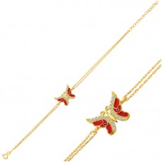 ​Gümüş Gold Mineli Kelebek Bayan Bileklik