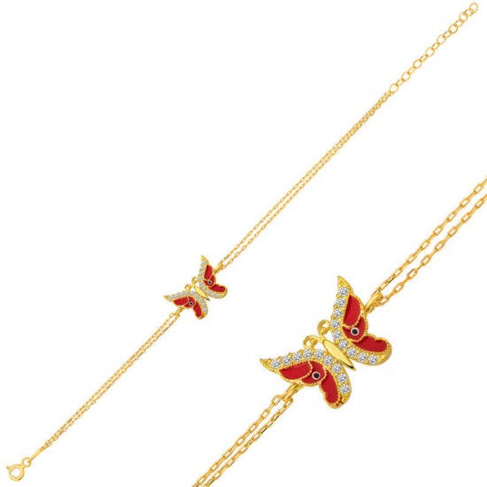 Gümüş Gold Mineli Kelebek Bayan Bileklik Gümüş Gold Mineli Kelebek Bayan Bileklik