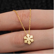 Gümüş Gold Minimal Kar Tanesi Kadın Kolye