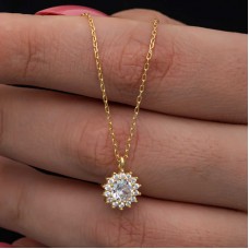 Gümüş Gold Minimal Yuvarlak Anturaj Kadın Kolye