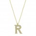 Gümüş Gold R Harfi Kadın Kolye