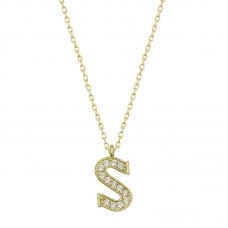 Gümüş Gold S Harfi Kadın Kolye