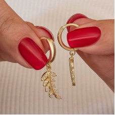 Gümüş Gold Sallantılı Başak Kadın Küpe