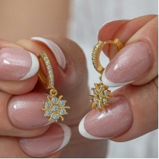 Gümüş Gold Sallantılı Güneş Kadın Küpe