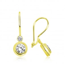 ​Gümüş Gold Sallantılı Tek Taş Küpe