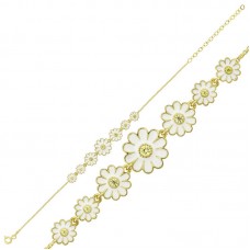 Gümüş Gold Sıralı Papatya Bayan Bileklik