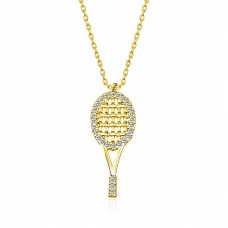 Gümüş Gold Tenis Raketi Bayan Kolye