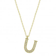 Gümüş Gold U Harfi Kadın Kolye