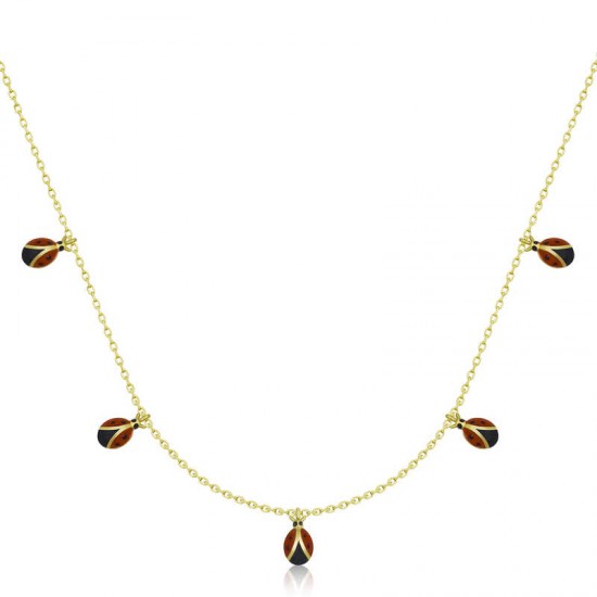 Gümüş Gold Uğur Böceği Şans Kadın Kolye