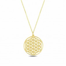 ​​Gümüş Gold Yaşam Çiçeği Kolye