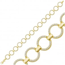 Gümüş Gold Yuvarlak Taşlı Kadın Bileklik