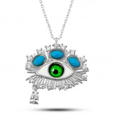 Gümüş Gözyaşı Damlası Koruyucu Bakış Kolye