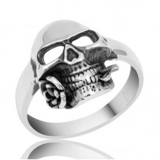 Gümüş Kuru Kafa Erkek Yüzük