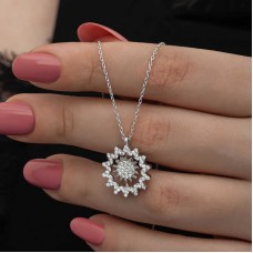 Gümüş Güneş Kadın Kolye