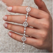 Gümüş Halka İçinde Kar Tanesi Kadın Bileklik