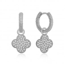 Gümüş Halka Yonca Bayan Küpe