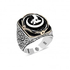 Gümüş Hilal Bozkurt Oval Erkek Yüzük