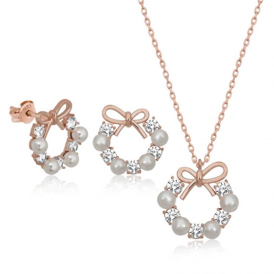 Gümüş İnci Kurdele Kadın Set Gümüş İnci Kurdele Kadın Set