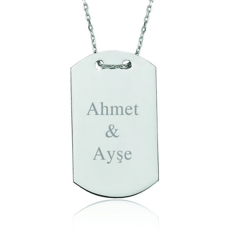 Gümüş İsimli Asker Künyesi Bayan Kolye Gümüş İsimli Asker Künyesi Bayan Kolye