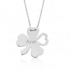 Gümüş İsimli Yonca Bayan Kolye