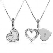 Gümüş İsmin Kalbimde Yazılı Kolye