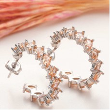 Gümüş Kahverengi Taşlı Damla Çivili Kadın Küpe