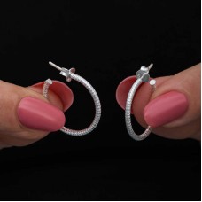 Gümüş Kalemli Halka Kadın Küpe