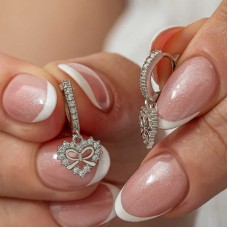 Gümüş Kalp Kurdele Sallantılı Kadın Küpe