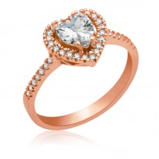 Gümüş Rose Kalpli Bayan Yüzük