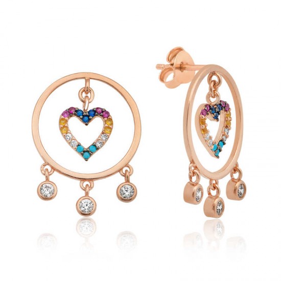 Gümüş Kalpli Halka Bayan Küpe Gümüş Kalpli Halka Bayan Küpe