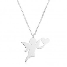 Gümüş Kalpli Meleğim Bayan Kolye