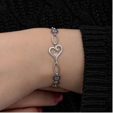 Gümüş Kalpli Nazar Kadın Bileklik
