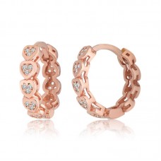 Gümüş Kalpli Zirkon Taşlı Halka Kadın Küpe