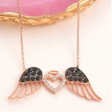 Gümüş Kanatlı Kalp Kadın Kolye