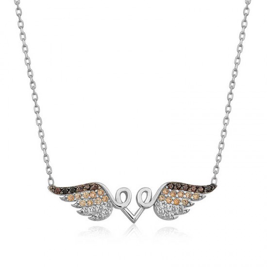 Gümüş Kanatlı Kalp Kolye