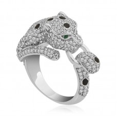 ​Gümüş Kaplan Figürlü Bayan Yüzük