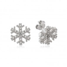 Gümüş Kar Tanesi Çivili Küpe